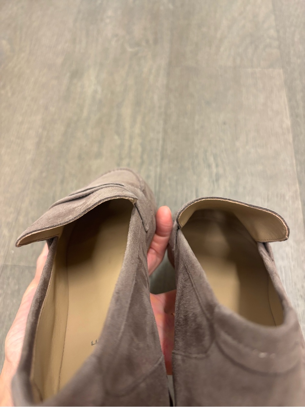 NWT JAMIE HALLER-Suede Taupe Penny Loafer (38) - Picture 7 of 7